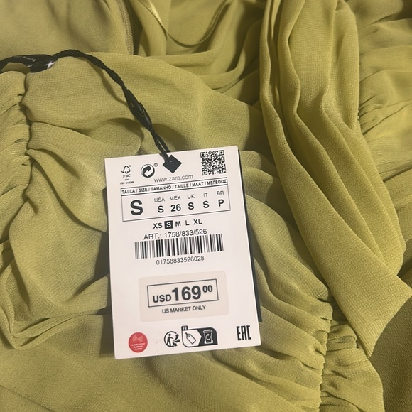 NEW! Zara Pleated Halter Dress Light green | 1758/833 823 - Picture 6 of 7